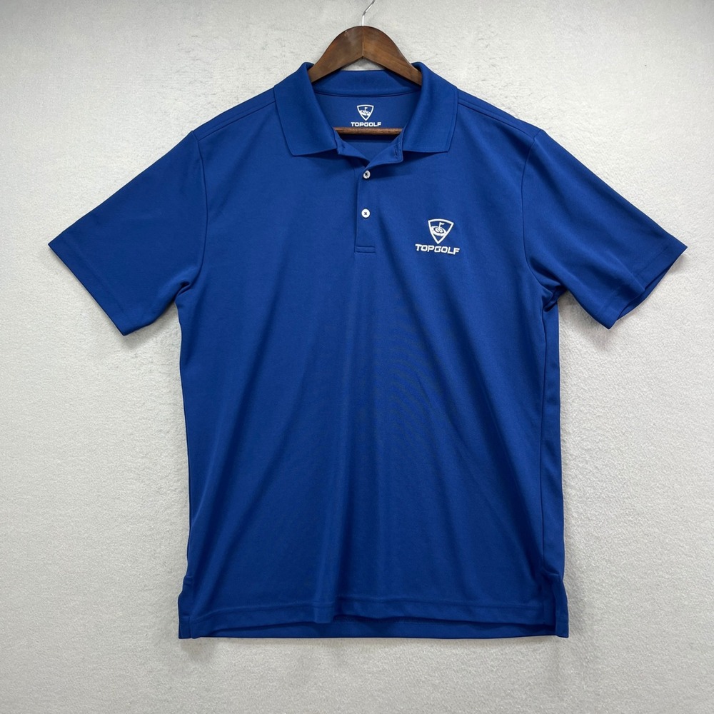 Top Golf Polo Shirt Mens L Royal Blue Embroidered Logo Performance Active Preppy